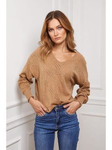 Joséfine Sweter "Chola" w kolorze karmelowym rozmiar: XL. Brązowe swetry oversize Joséfine, xl, bez wzorów, z kaszmiru, bez ramiączek. Za 170,87 zł.