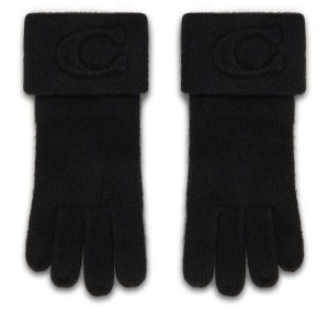 Rękawiczki Coach. Czarne rękawiczki Coach, bez wzorów, z dzianiny. Za 259,99 zł.