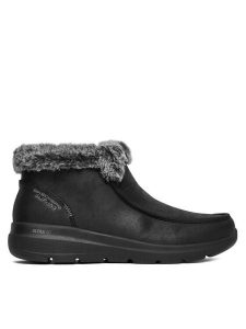 Skechers Botki Glacial Ultra 144221/BBK Czarny. Czarne botki Skechers, bez wzorów, z materiału, bez obcasa, na płaskiej podeszwie, bez zapięcia. Za 399,99 zł.