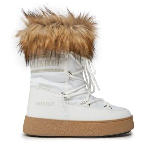 Śniegowce Moon Boot. Białe buty zimowe Moon Boot, bez obcasa, bez zapięcia. Za 679,99 zł.