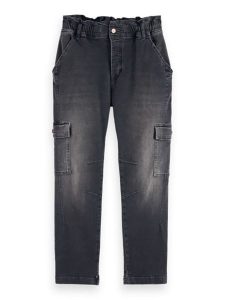 Scotch & Soda Bojówki dżinsowe w kolorze antracytowym rozmiar: W28/L32. Czarne spodnie z wysokim stanem Scotch & Soda, bez wzorów, z podwyższonym stanem. Za 184,46 zł.