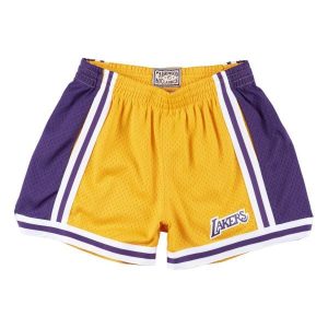 Szorty damskie Los Angeles Lakers jump shot. Żółte szorty MITCHELL & NESS, bez wzorów, sportowe. Za 377,50 zł.
