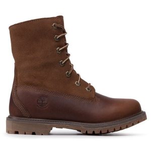 Trapery Timberland. Brązowe buty zimowe Timberland, bez obcasa, bez zapięcia. Za 729,99 zł.