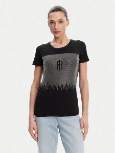 Fracomina T-Shirt FP25ST3002J449N4 Czarny Regular Fit. Czarne t-shirty Fracomina, xs, bez wzorów, z bawełny, bez kołnierzyka, bez ramiączek. Za 129,99 zł.
