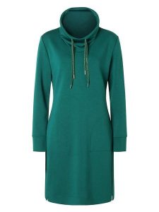 Timezone Sukienka dresowa w kolorze zielonym rozmiar: XL. Zielone sukienki Timezone, xl, bez wzorów, z dresówki, bez kołnierzyka, bez ramiączek, mini. Za 91,56 zł.