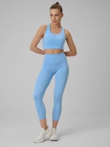 Legginsy fitness 7/8 z wysokim stanem i kieszonką. Fioletowe legginsy 4f, bez wzorów, z dzianiny, z podwyższonym stanem. Za 119,99 zł.