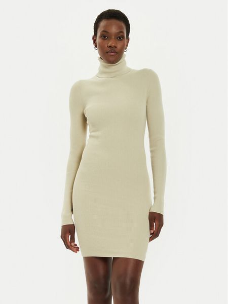 Calvin Klein Jeans Sukienka dzianinowa J20J224150 Beżowy Slim Fit. Brązowe kombinezony Calvin Klein Jeans, s, bez wzorów, z bawełny, bez kołnierzyka, bez ramiączek. Za 249,99 zł.