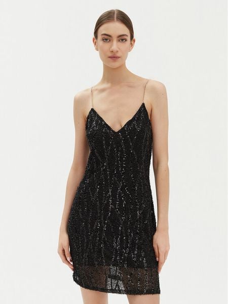 Imperial Sukienka koktajlowa A9990058S Czarny Regular Fit. Czarne kombinezony Imperial, l, bez wzorów, z syntetyku, wizytowe, bez kołnierzyka, bez ramiączek. Za 309,99 zł.