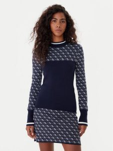 Guess Sweter W5BR24 Z3JD2 Granatowy Slim Fit. Niebieskie swetry klasyczne Guess, xxl, z syntetyku, bez kołnierzyka. Za 349,99 zł.
