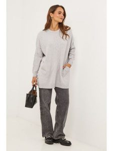 Soft Cashmere Sweter w kolorze szarym rozmiar: 34/36. Szare swetry oversize Soft Cashmere, z aplikacjami, z kaszmiru, bez ramiączek. Za 152,99 zł.