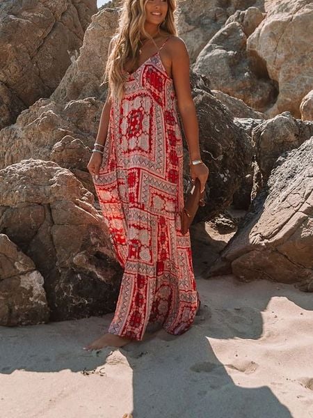 Milan Kiss Sukienka w kolorze czerwono-błękitnym rozmiar: M. Czerwone sukienki Milan Kiss, m, bez wzorów, z wiskozy, bez kołnierzyka, bez ramiączek, maxi. Za 153,34 zł.