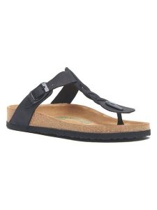 Comfortfusse Skórzane japonki w kolorze czarnym rozmiar: 40. Czarne klapki Comfortfüße, bez wzorów, z materiału, z otwartym noskiem, bez obcasa. Za 239,99 zł.