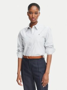 Tommy Hilfiger Koszula WW0WW46111 Szary Relaxed Fit. Szare koszule TOMMY HILFIGER, bez wzorów, z bawełny, bez kołnierzyka, bez ramiączek. Za 409,99 zł.