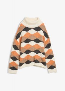 Sweter z golfem. Brązowe golfy bonprix, bez wzorów. Za 119,99 zł.
