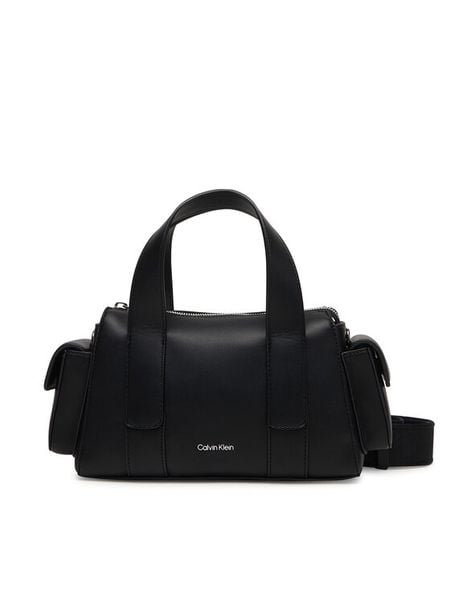 Calvin Klein Torebka Webbing Strap Pocket Bag LV04F3291G Czarny. Czarne torebki klasyczne Calvin Klein, bez wzorów, ze skóry, bez dodatków. Za 489,99 zł.