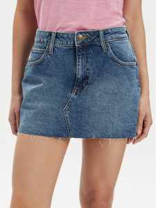 Lee Spódnica jeansowa 112349008 Niebieski Regular Fit. Niebieskie spódnice Lee, bez wzorów, z bawełny. Za 159,99 zł.