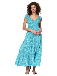 Aller Simplement Sukienka w kolorze turkusowo-białym rozmiar: 38/40. Białe sukienki Aller Simplement, bez wzorów, z bawełny, klasyczne, bez kołnierzyka, bez ramiączek, maxi. Za 100,99 zł.