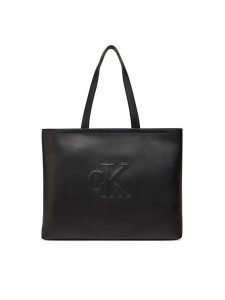 Calvin Klein Jeans Torebka Sculpted Slim Tote LV04K3070G Czarny. Czarne shopper bag Calvin Klein Jeans, bez wzorów, z jeansu, bez dodatków. Za 369,99 zł.