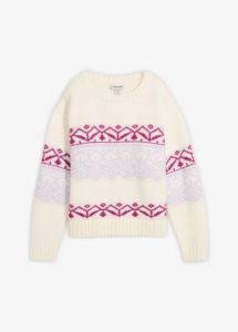 Sweter z norweskim wzorem. Niebieskie swetry klasyczne bonprix, bez kołnierzyka. Za 114,99 zł.