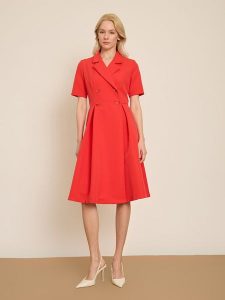 BGN Sukienka w kolorze czerwonym rozmiar: 40. Czerwone sukienki BGN, na imprezę, bez wzorów, bez kołnierzyka, bez ramiączek, midi, rozkloszowane. Za 165,99 zł.