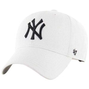 Czapka Z Daszkiem MLB New York Yankees. Białe czapki 47 Brand, bez wzorów, z materiału. Za 99,99 zł.