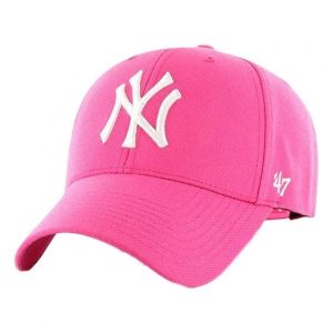 Czapka z daszkiem 47 Brand MLB New York Yankees Różowa B-MVPSP17WBP-MA. Czerwone czapki 47 Brand, bez wzorów. Za 89,99 zł.