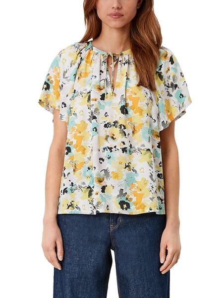 S.OLIVER RED LABEL Bluzka w kolorze biało-żółto-błękitnym rozmiar: 42. Białe bluzki s.Oliver RED LABEL, s, bez wzorów, z wiskozy, bez kołnierzyka, bez ramiączek. Za 47,94 zł.