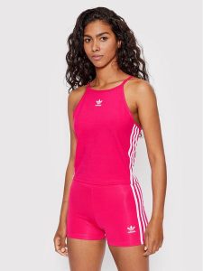 Adidas Top adicolor Classics HG6143 Różowy Slim Fit. Czerwone topy ADIDAS, bez wzorów, z bawełny, bez kołnierzyka, bez ramiączek. Za 129,99 zł.