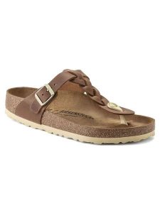 Birkenstock Skórzane japonki "Gizeh" w kolorze brązowym rozmiar: 37. Brązowe klapki Birkenstock, bez wzorów, z otwartym noskiem, bez obcasa. Za 499,95 zł.