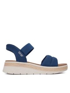 Skechers Sandały BOBS Sun Ray 114413/NVY Granatowy. Niebieskie sandały Skechers, bez wzorów, z materiału, bez obcasa, na płaskiej podeszwie, bez zapięcia. Za 289,99 zł.