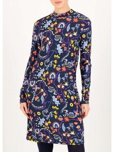 Blutsgeschwister Sukienka "Lonely Lips" ze wzorem rozmiar: XS. Niebieskie sukienki Blutsgeschwister, na imprezę, s, bez wzorów, z wiskozy, klasyczne, bez kołnierzyka, bez ramiączek, midi, rozkloszowane. Za 113,10 zł.