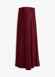 Spódnica ciążowa z satyny. Czerwone spódnice bonprix, bez wzorów, z satyny, moda ciążowa, midi. Za 89,99 zł.