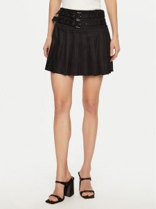 Guess Spódnica mini W5RD75 WGXM2 Czarny Regular Fit. Czarne spódnice Guess, l, z aplikacjami, z syntetyku, mini. Za 259,99 zł.
