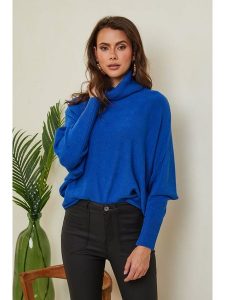 Joséfine Sweter "Karcag" w kolorze niebieskim rozmiar: XL. Niebieskie swetry oversize Joséfine, xl, bez wzorów, z kaszmiru, bez ramiączek. Za 175,67 zł.