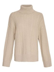 MOSS COPENHAGEN Golf "Amari" w kolorze beżowym rozmiar: M/L. Brązowe golfy Moss Copenhagen, bez wzorów, ze splotem. Za 149,31 zł.