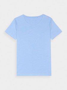 4F T-shirt slim gładki damski - granatowy L. Niebieskie t-shirty 4f, l, bez wzorów, z bawełny, bez kołnierzyka, bez ramiączek. W wyprzedaży za 29,99 zł.