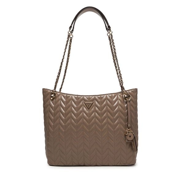 Torebka Guess. Brązowe shopper bag Guess, z aplikacjami, bez dodatków. Za 799,99 zł.