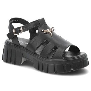 Sandały damskie Vinceza, cholewka ze skóry naturalnej pasek wokół kostki odkryty przód na solidnej podeszwie, czarne, 79627. Czarne sandały VINCEZA, bez wzorów, ze skóry, bez obcasa, na obcasie, bez zapięcia. Za 159,00 zł.