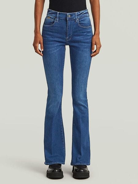 G-Star Dżinsy - Flare fit - w kolorze niebieskim rozmiar: W33/L32. Niebieskie jeansy G-Star, z aplikacjami, ze skóry. Za 250,01 zł.