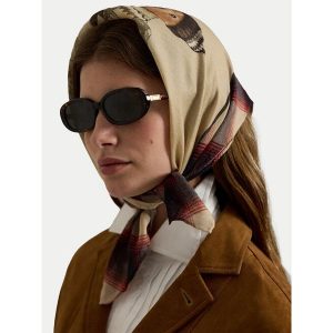 Apaszka Polo Ralph Lauren. Brązowe apaszki i chusty Polo Ralph Lauren, bez wzorów. Za 529,99 zł.