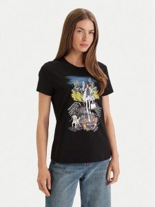 DKNY T-Shirt P61M0WNA Czarny Regular Fit. Czarne t-shirty DKNY, m, bez wzorów, z bawełny, bez kołnierzyka, bez ramiączek. Za 297,99 zł.