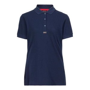 Damska koszulka polo Musto Essential Pique. Niebieskie bluzki MUSTO, bez wzorów, bez kołnierzyka, bez ramiączek. Za 265,50 zł.