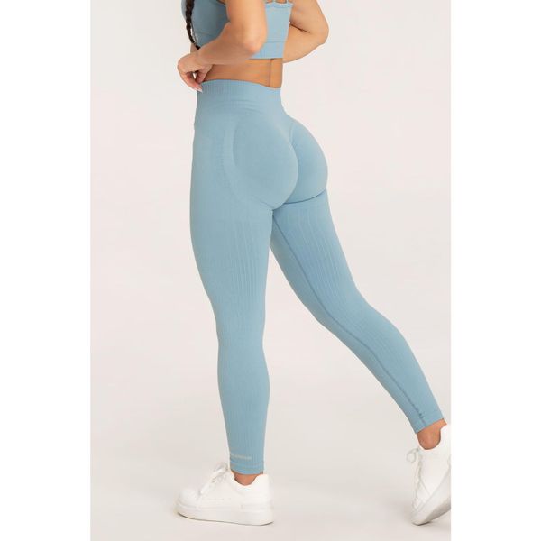 Legginsy fitness damskie Gym Glamour push up 2.0. Niebieskie legginsy GYM GLAMOUR, bez wzorów. Za 169,99 zł.