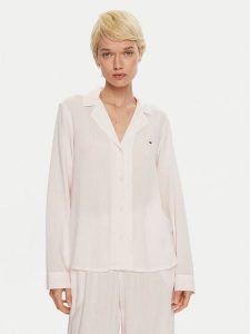Tommy Hilfiger Koszulka piżamowa UW0UW05635 Różowy Loose Fit. Czerwone koszule nocne TOMMY HILFIGER, bez wzorów, z wiskozy, bez ramiączek. Za 149,99 zł.