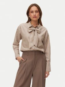 Vero Moda Koszula Islunn 10342449 Beżowy Regular Fit. Brązowe koszule Vero Moda, l, bez wzorów, z bawełny, bez kołnierzyka, bez ramiączek. Za 179,99 zł.