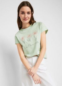 T-shirt basic z nadrukiem (2 szt.). Brązowe t-shirty bonprix, bez wzorów, bez kołnierzyka, bez ramiączek. Za 49,98 zł.