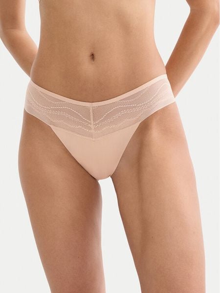 Triumph Stringi Breathe & Lift Smart 10226446 Beżowy. Brązowe stringi Triumph, bez wzorów, z syntetyku. Za 79,99 zł.