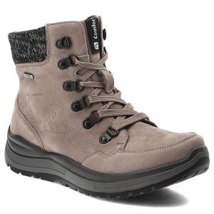 Szare Botki G-Comfort Wygodne Obuwie Damskie. Szare botki G-Comfort, z aplikacjami, ze skóry, bez obcasa, bez zapięcia. Za 409,00 zł.