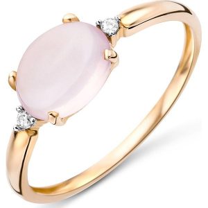 Revoni Złoty pierścionek z diamentami i różowym kwarcem rozmiar: 50. Czerwone pierścionki Revoni, z diamentem, złote. Za 913,99 zł.