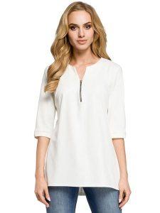 Made of emotion Bluzka w kolorze biało-kremowym rozmiar: XL. Białe bluzki Made Of Emotion, xl, bez wzorów, bez kołnierzyka, bez ramiączek. Za 69,75 zł.